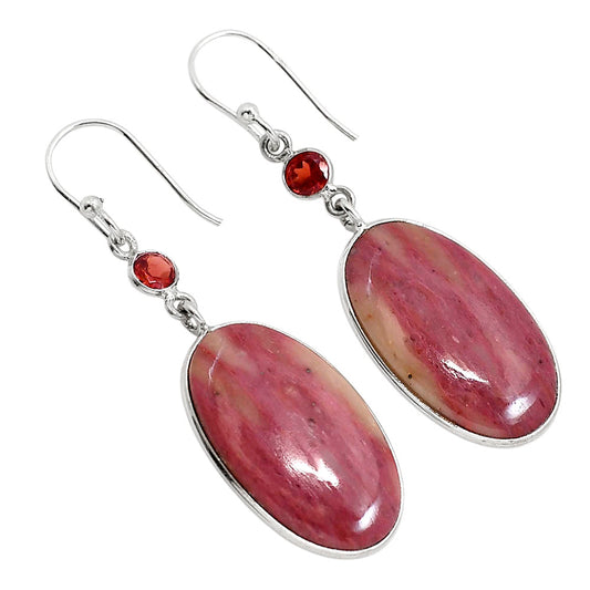 Pink Tulip Quartz and Garnet Earrings E-1002 SDE91681