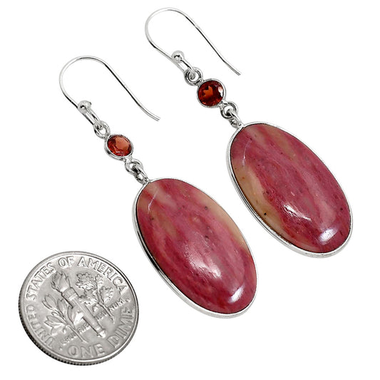 Pink Tulip Quartz and Garnet Earrings E-1002 SDE91681
