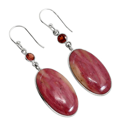 Pink Tulip Quartz and Garnet Earrings E-1002 SDE91681