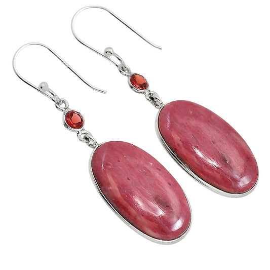 Pink Tulip Quartz and Garnet Earrings E-1002 SDE91682