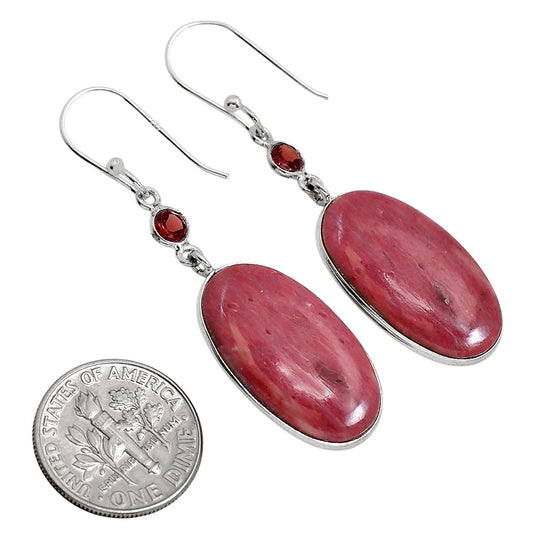 Pink Tulip Quartz and Garnet Earrings E-1002 SDE91682