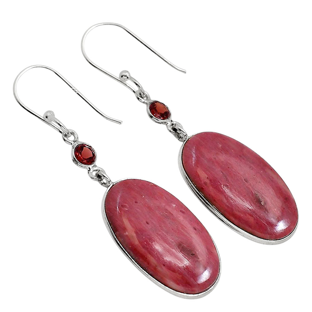 Pink Tulip Quartz and Garnet Earrings E-1002 SDE91682