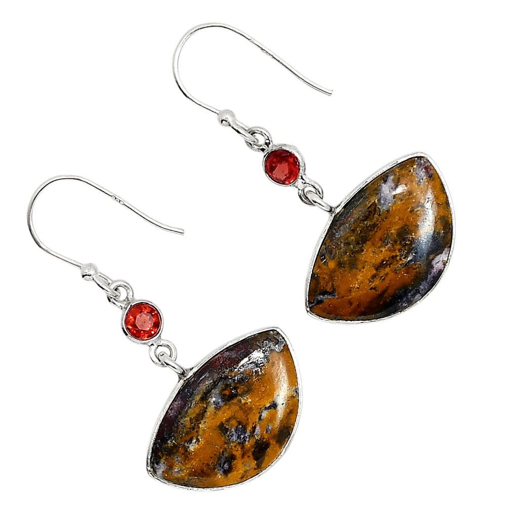 Indian Blanket Jasper and Garnet Earrings E-1002 SDE91685