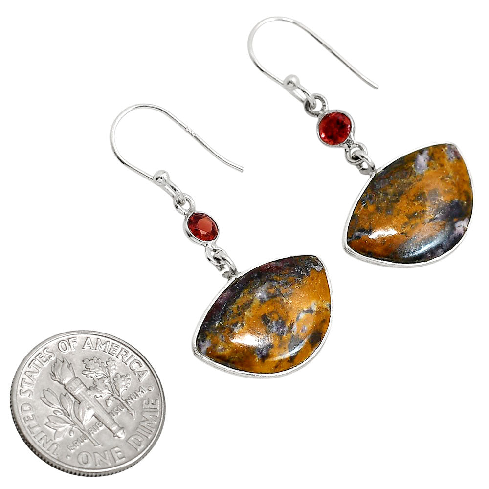 Indian Blanket Jasper and Garnet Earrings E-1002 SDE91685