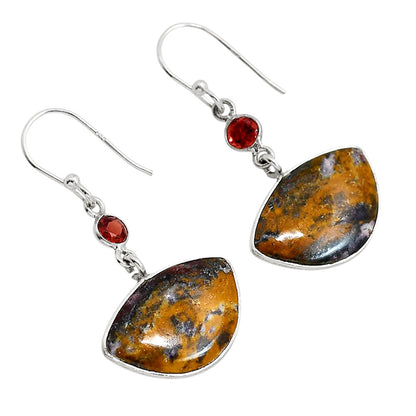 Indian Blanket Jasper and Garnet Earrings E-1002 SDE91685