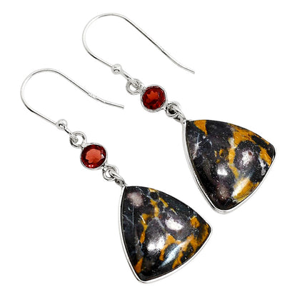 Indian Blanket Jasper and Garnet Earrings E-1002 SDE91686