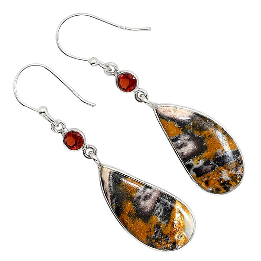 Indian Blanket Jasper and Garnet Earrings E-1002 SDE91687