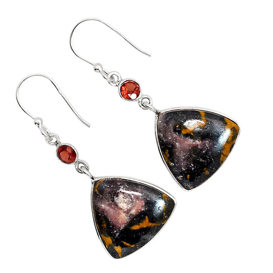 Indian Blanket Jasper and Garnet Earrings E-1002 SDE91697
