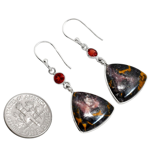Indian Blanket Jasper and Garnet Earrings E-1002 SDE91697
