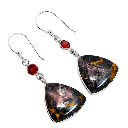 Indian Blanket Jasper and Garnet Earrings E-1002 SDE91697