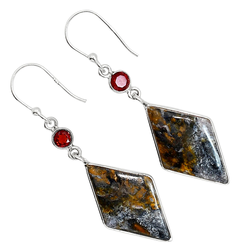 Indian Blanket Jasper and Garnet Earrings E-1002 SDE91699