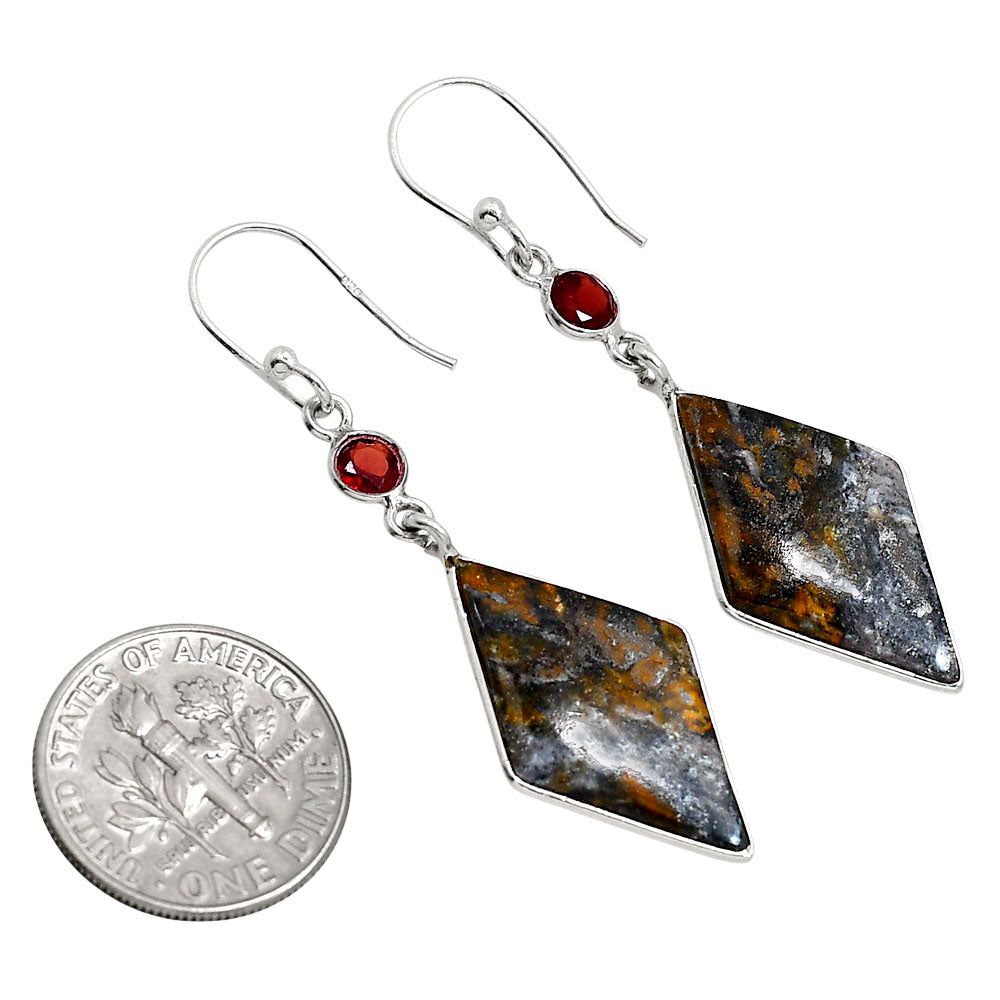 Indian Blanket Jasper and Garnet Earrings E-1002 SDE91699