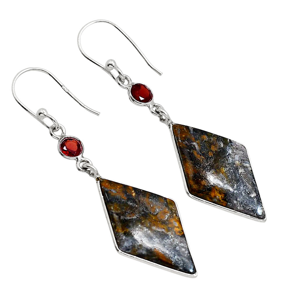 Indian Blanket Jasper and Garnet Earrings E-1002 SDE91699