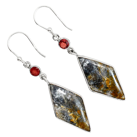 Indian Blanket Jasper and Garnet Earrings E-1002 SDE91702