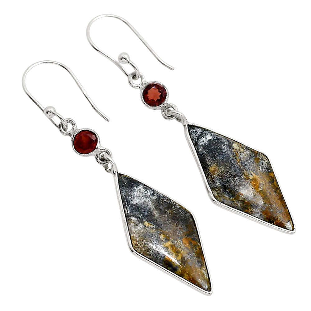 Indian Blanket Jasper and Garnet Earrings E-1002 SDE91702