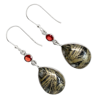 Feder Pyrite and Garnet Earrings E-1002 SDE91703