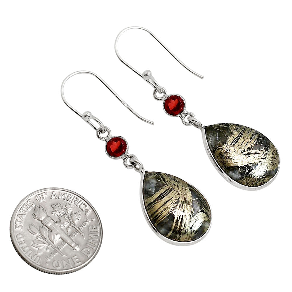 Feder Pyrite and Garnet Earrings E-1002 SDE91703