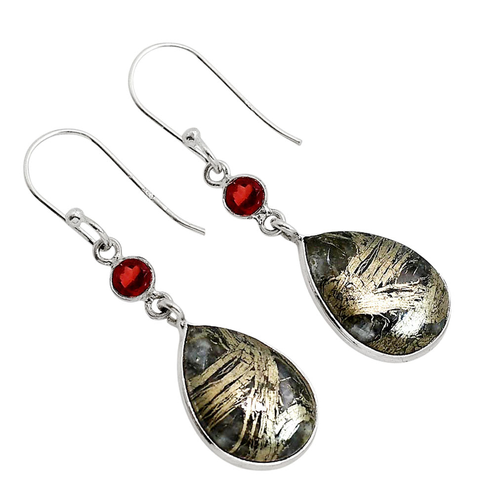 Feder Pyrite and Garnet Earrings E-1002 SDE91703
