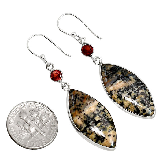 Russian Honey Dendrite Opal and Garnet Earrings E-1002 SDE91705