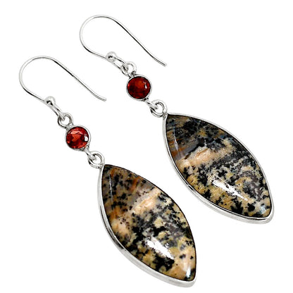 Russian Honey Dendrite Opal and Garnet Earrings E-1002 SDE91705