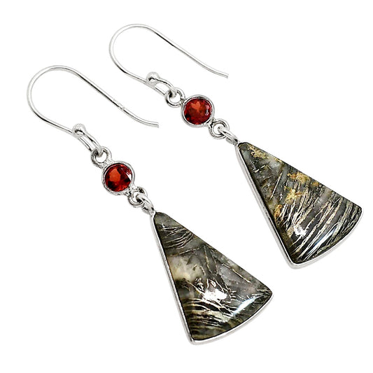 Feder Pyrite and Garnet Earrings E-1002 SDE91710