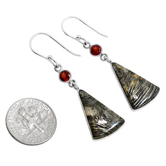 Feder Pyrite and Garnet Earrings E-1002 SDE91710