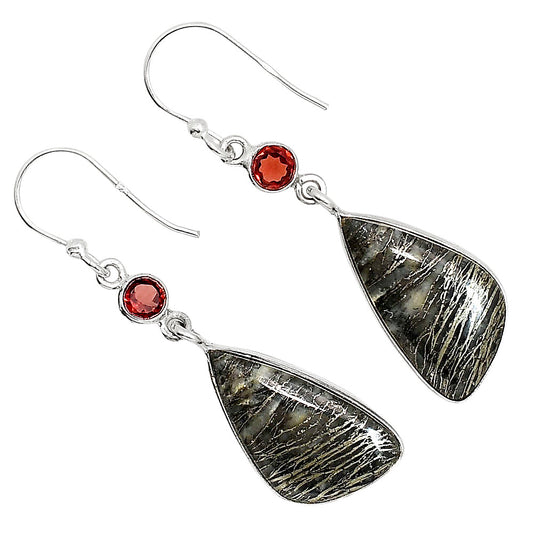 Feder Pyrite and Garnet Earrings E-1002 SDE91711