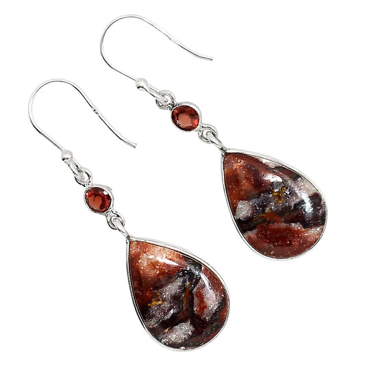 Indian Blanket Jasper and Garnet Earrings E-1002 SDE91713