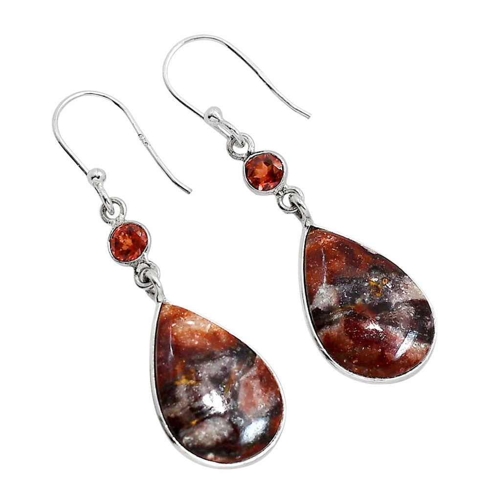 Indian Blanket Jasper and Garnet Earrings E-1002 SDE91713