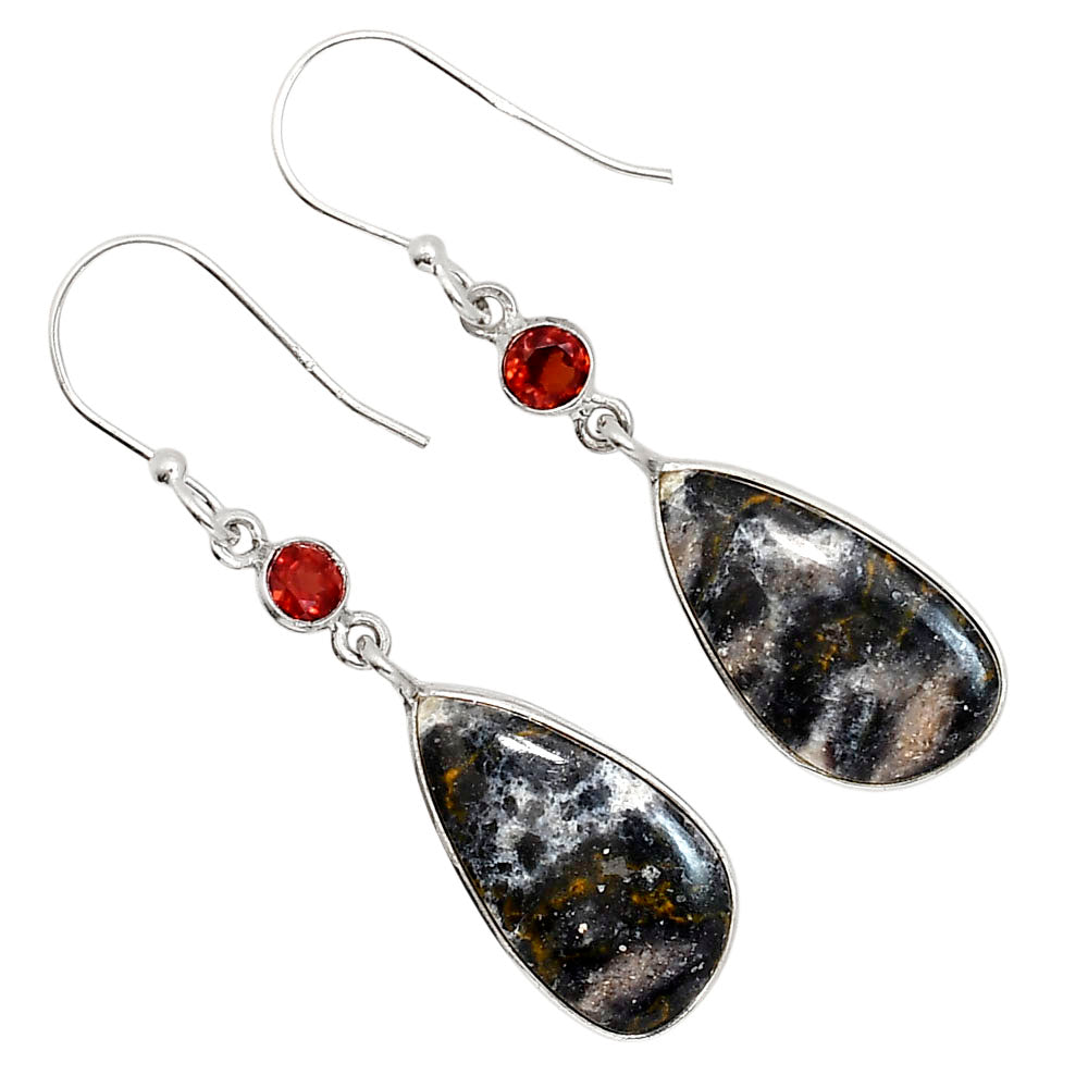 Indian Blanket Jasper and Garnet Earrings E-1002 SDE91714