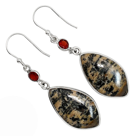 Russian Honey Dendrite Opal and Garnet Earrings E-1002 SDE91716