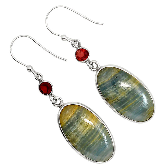Blue Aragonite and Garnet Earrings E-1002 SDE91717