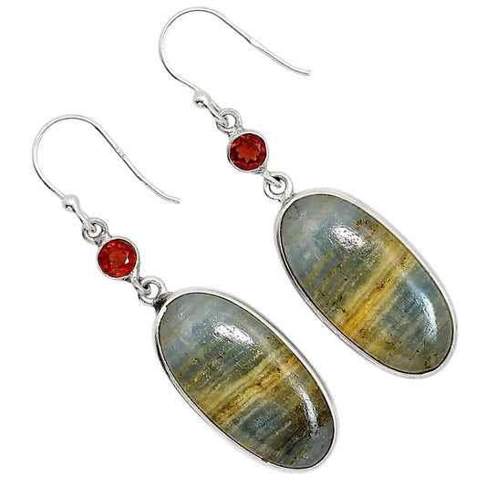 Blue Aragonite and Garnet Earrings E-1002 SDE91718