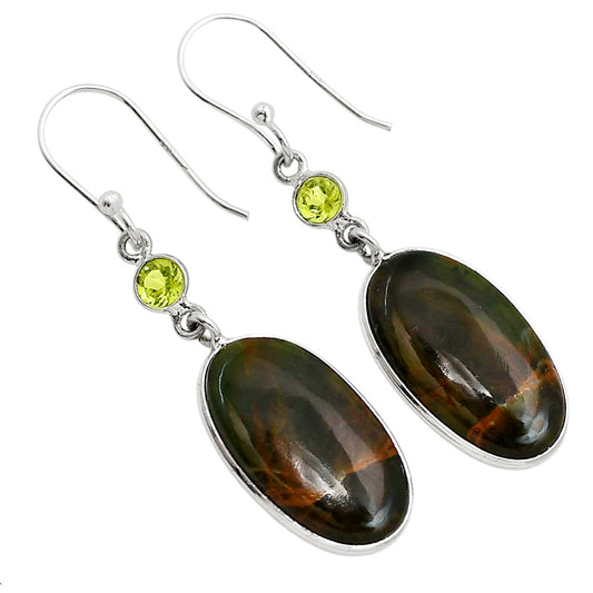 Turkish Rainforest Chrysocolla and Peridot Earrings E-1002 SDE91722