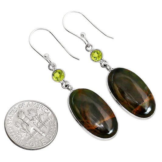 Turkish Rainforest Chrysocolla and Peridot Earrings E-1002 SDE91722