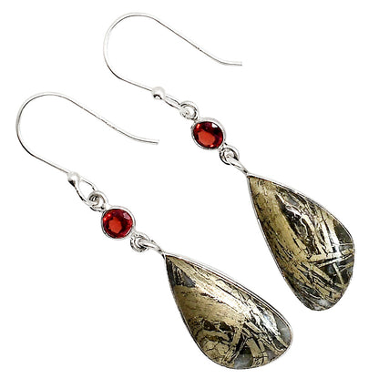 Feder Pyrite and Garnet Earrings E-1002 SDE91724