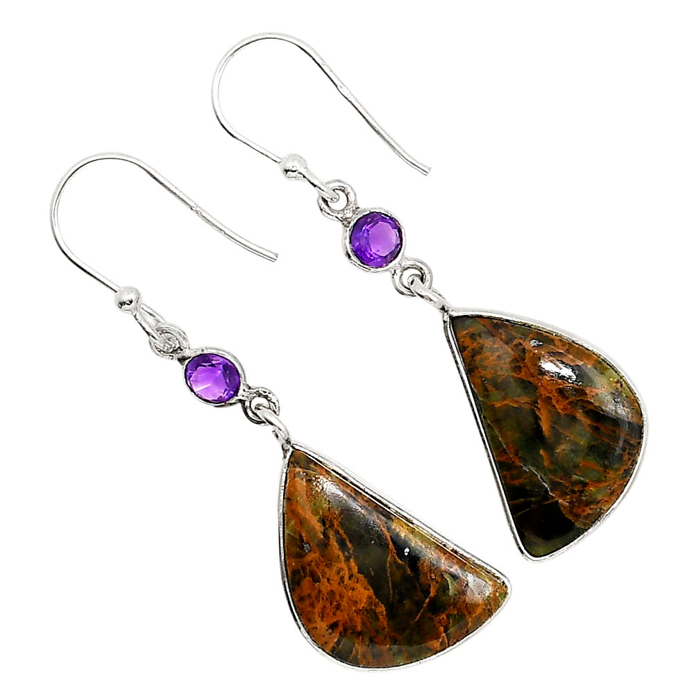 Turkish Rainforest Chrysocolla and Amethyst Earrings E-1002 SDE91725