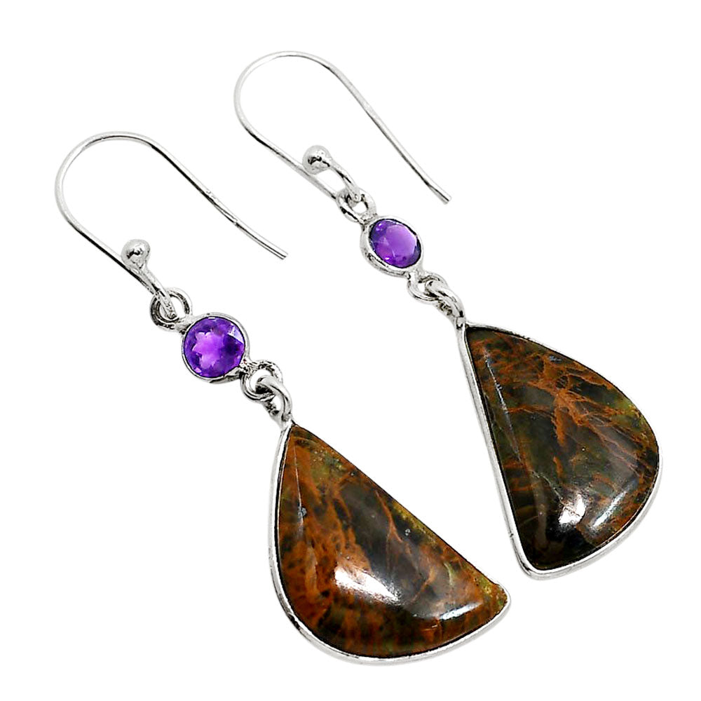 Turkish Rainforest Chrysocolla and Amethyst Earrings E-1002 SDE91725