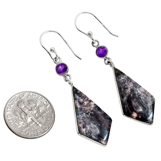 Indian Blanket Jasper and Amethyst Earrings E-1002 SDE91726