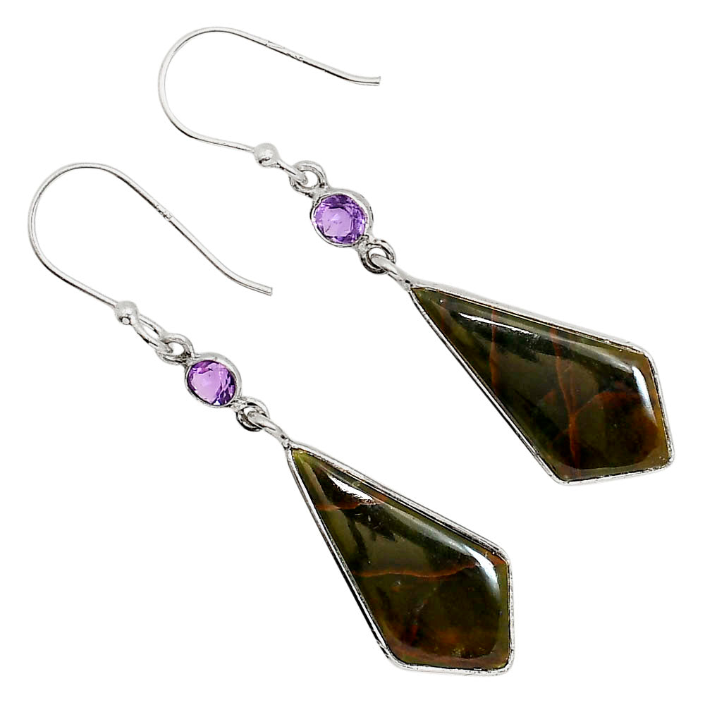 Turkish Rainforest Chrysocolla and Amethyst Earrings E-1002 SDE91727