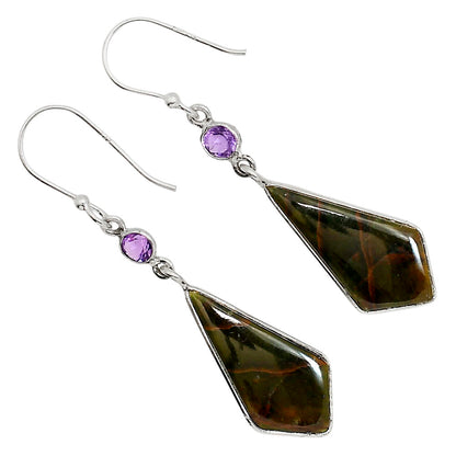 Turkish Rainforest Chrysocolla and Amethyst Earrings E-1002 SDE91727