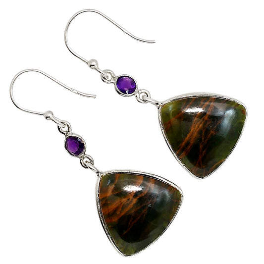 Turkish Rainforest Chrysocolla and Amethyst Earrings E-1002 SDE91731