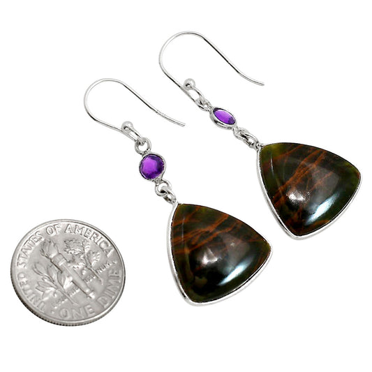 Turkish Rainforest Chrysocolla and Amethyst Earrings E-1002 SDE91731