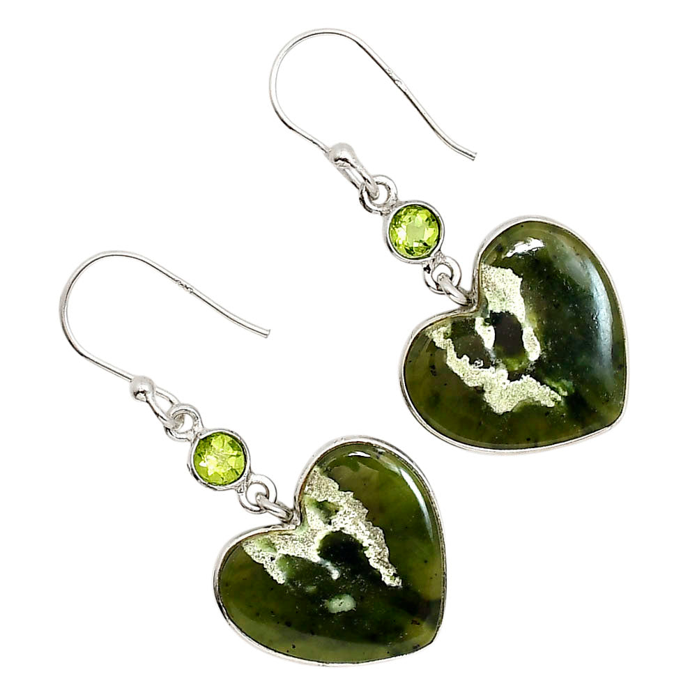 Heart Chrome Chalcedony and Peridot Earrings E-1002 SDE91733
