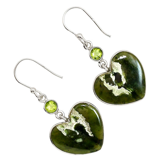 Heart Chrome Chalcedony and Peridot Earrings E-1002 SDE91733