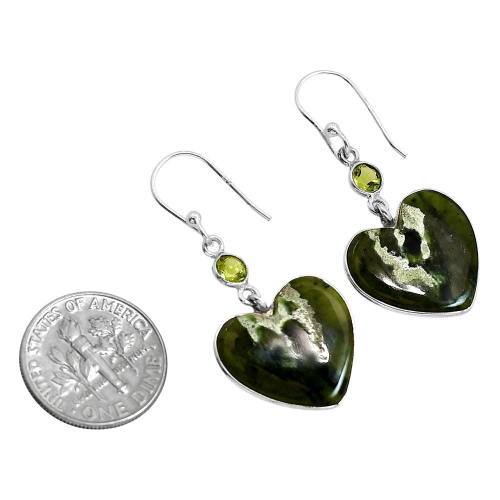 Heart Chrome Chalcedony and Peridot Earrings E-1002 SDE91733