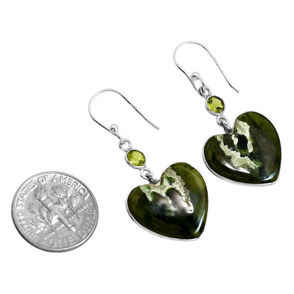 Heart Chrome Chalcedony and Peridot Earrings E-1002 SDE91733