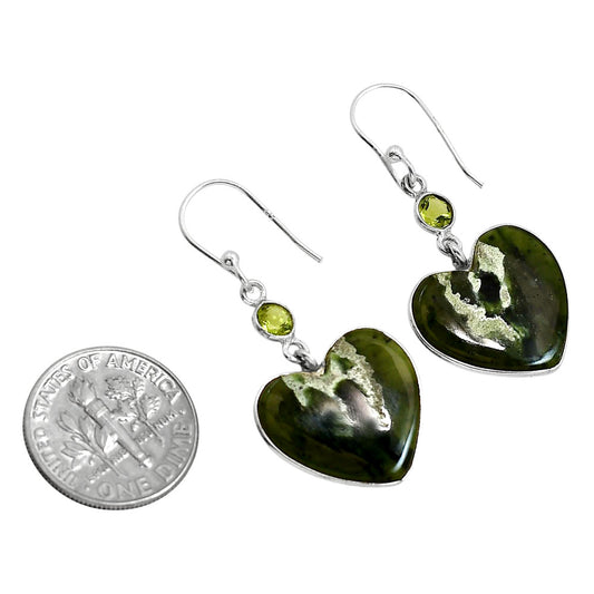 Heart Chrome Chalcedony and Peridot Earrings E-1002 SDE91733