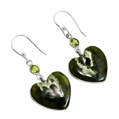 Heart Chrome Chalcedony and Peridot Earrings E-1002 SDE91733