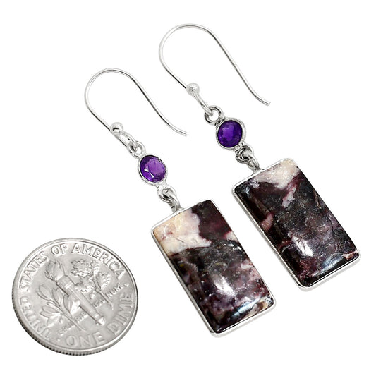 Indian Blanket Jasper and Amethyst Earrings E-1002 SDE91734